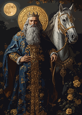 King Solomon with White Horse Digital Painting