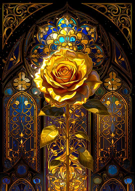 Golden Rose Stained Glass
