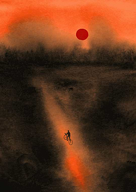 Cyclist in a Dramatic Sunset