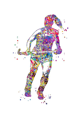 Watercolor Field Hockey Player