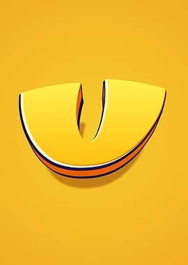 Yellow Letter U with Blue and Orange Trim
