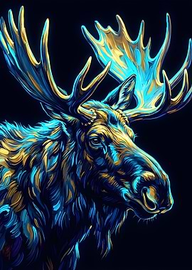 Vibrant Moose Portrait