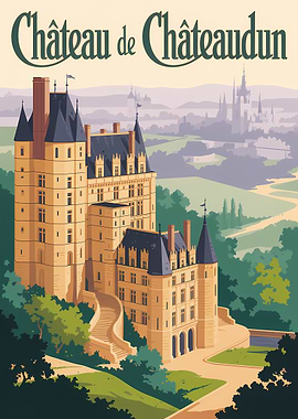 Château de Châteaudun Vintage Poster