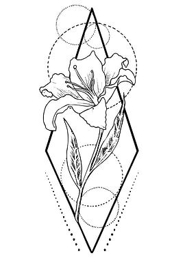 Geometric Lily Tattoo Design