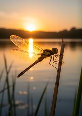Dragonfly at Sunset
