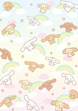 Cinnamoroll Characters with Rainbows and Stars