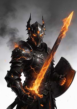 Fiery Knight with Flaming Sword