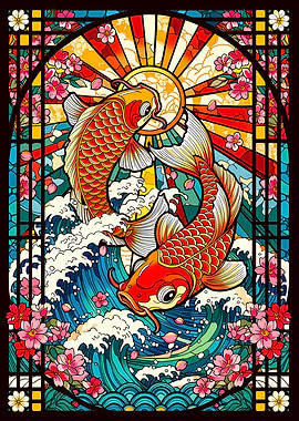 Koi Fish Stained Glass
