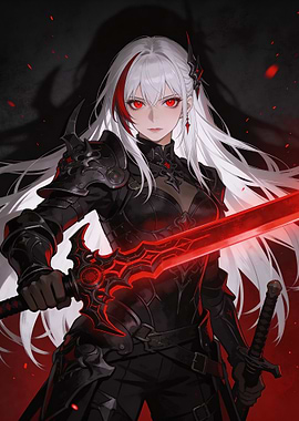 Anime Warrior with Red Sword