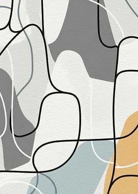 Abstract Organic Shapes with Black Lines