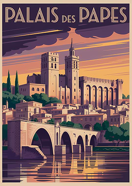 Palais des Papes Vintage Poster