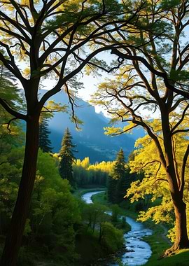 Serene Forest River Landscape