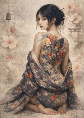 Tattooed Woman in Kimono