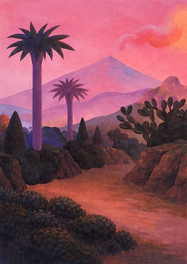 Surreal Desert Landscape at Sunset