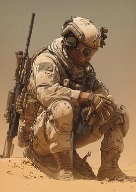 Soldier in Desert Setting