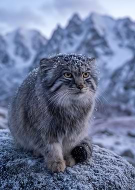 Pallas’s Cat (Manul) In The Frost - Altai Mountains