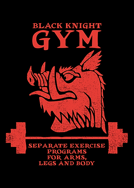 Black Knight Gym Poster, Boar Barbell Fitness Wall Art, Rugged Workout Motivation Print