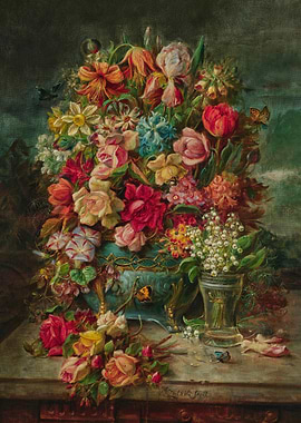 Opulent Floral Arrangement with Butterflies