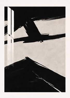 Abstract Black and White Brushstrokes