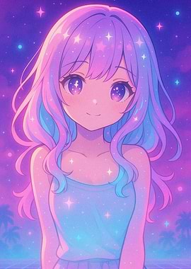 Anime Girl with Starry Hair