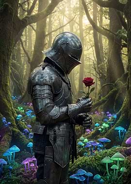 Knight with Rose in Enchanted Forest