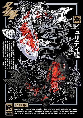 Koi Fish and Japanese Pagoda
