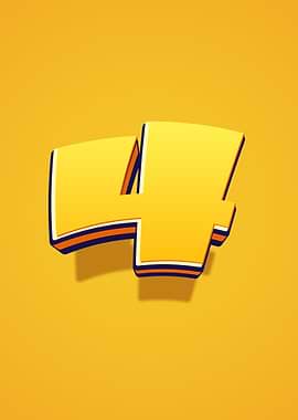 Bold Yellow Number 4