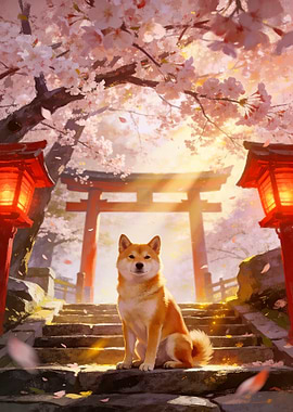 Shiba Inu at Japanese Shrine