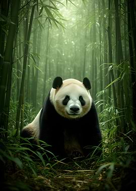 Panda in a Bamboo Forest