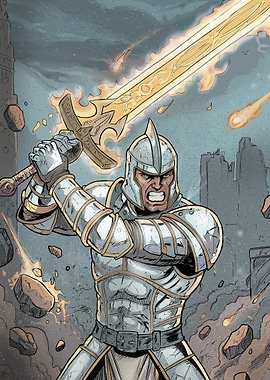 Knight with Fiery Sword