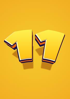 Number 11 in 3D Yellow
