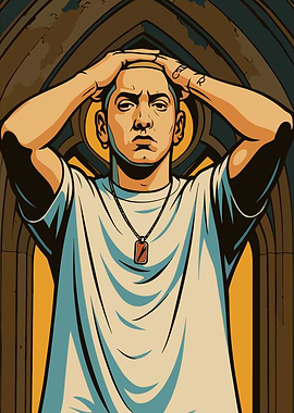 Eminem Portrait with Hands on Head