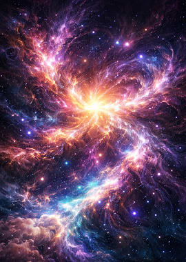 Vibrant Cosmic Nebula with Stars