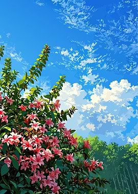 Vibrant Azaleas Under a Blue Sky