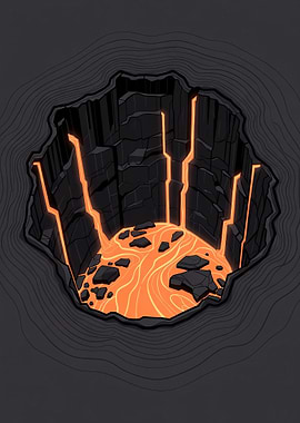 Volcanic Crater with Lava