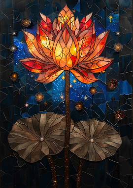 Stained Glass Lotus Flower in Space