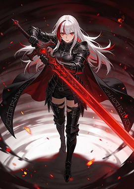 Anime Warrior with Red Sword