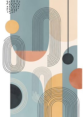 Abstract Geometric Mid-Century Modern Art