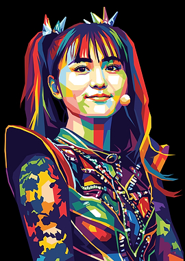 Colorful Pop Art Portrait of a Young Woman