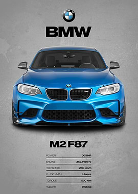 BMW M2 F87 Car Poster