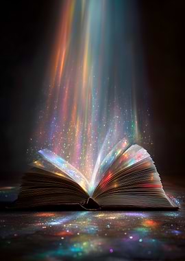 Magical Book Emitting Rainbow Light