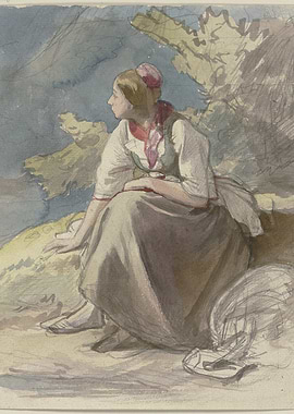 Woman in traditional dress by the water