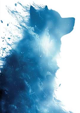 Wolf silhouette dissolving into ice