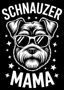 Schnauzer Mama Dog with Sunglasses