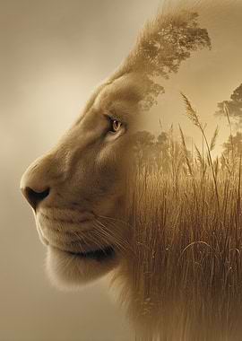 Lion in a Savanna Landscape