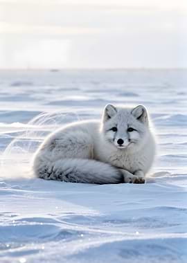 Arctic Fox in Snowy Landscape
