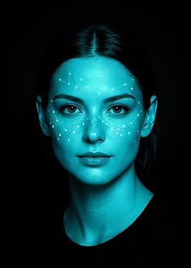 Woman with Constellation Face Art