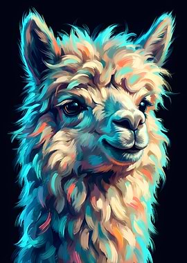 Colorful Llama Portrait