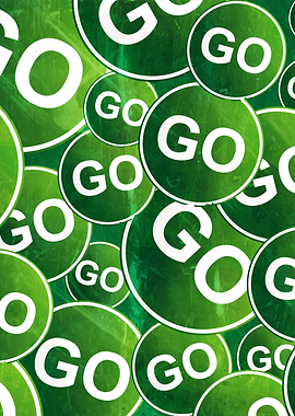 Grunge Green 'Go' Sign Circles Pattern