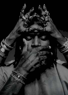 Don Toliver hands on head and face